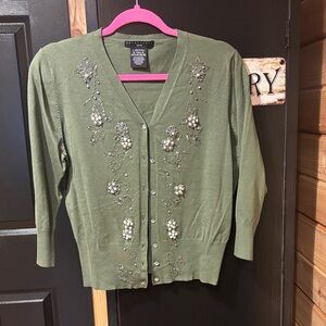 Apostrophe Green Embellished Cardigan